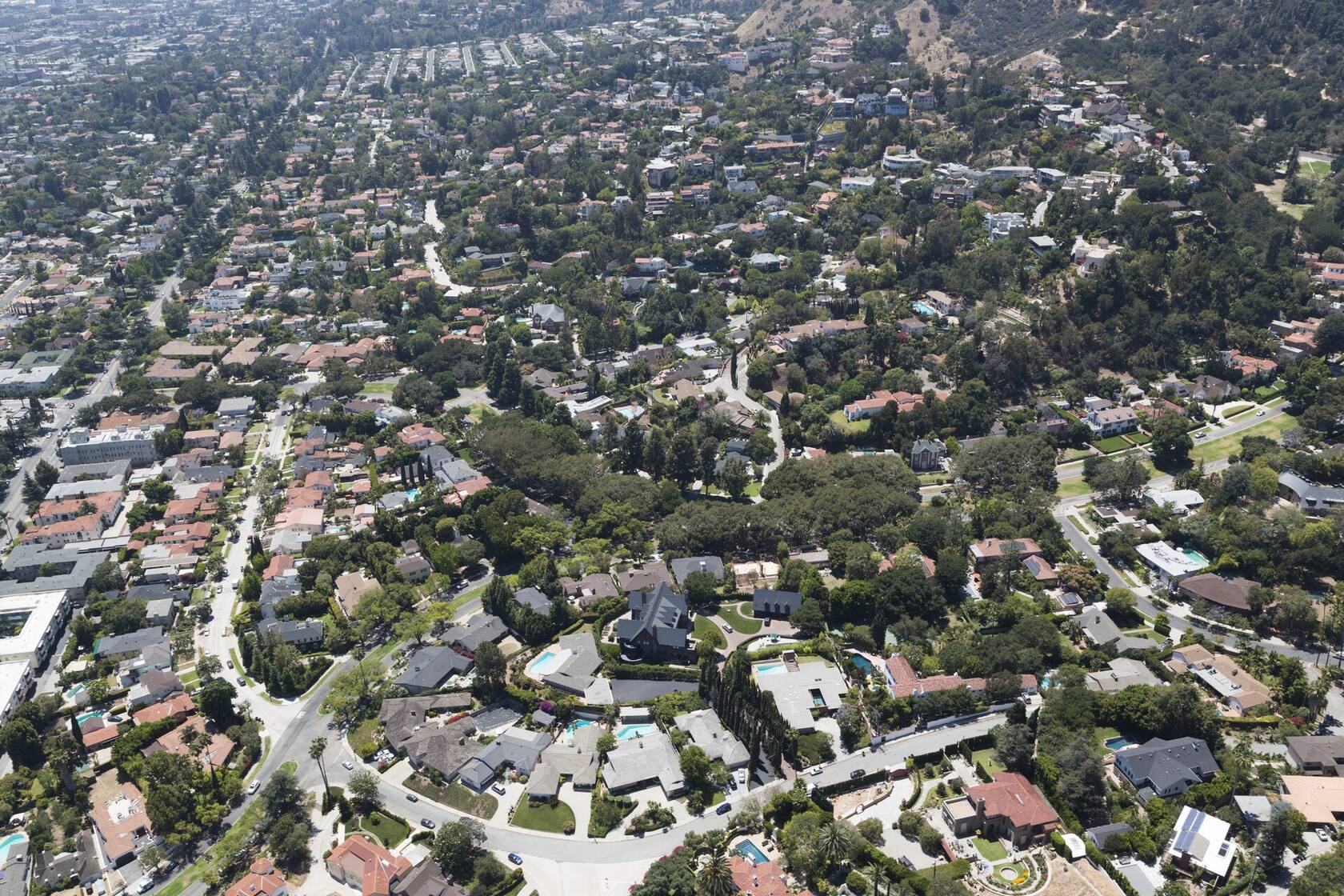 Aerial view of a local neighborhood